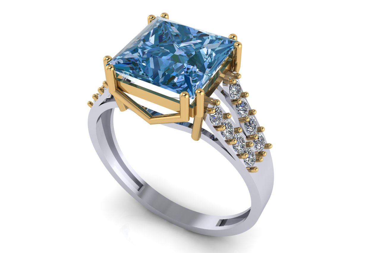 Princess Cut Blue Topaz Solitaire Ring