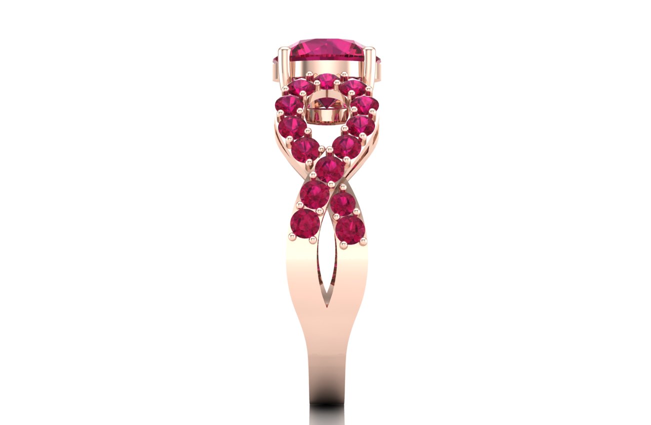 Luxury Ruby Oval Cut Statement Ring in Rose Gold - Image 2