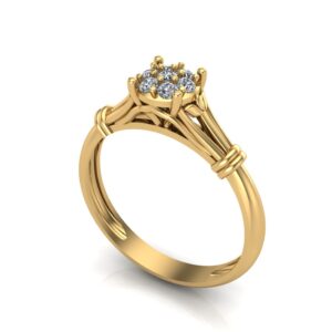 Celestial Cluster - Gold Diamond Cluster Ring with Split Crossover Band