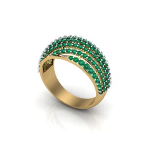 Emerald Wave - Multi-Row Emerald Pave Wide Band Ring