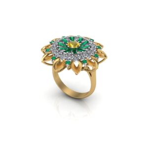 Royal Yellow Sapphire & Emerald Statement Ring in Gold