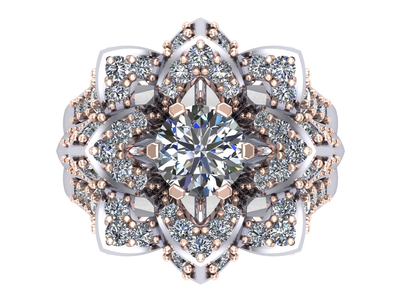 Luxury Floral Diamond Bridal Ring - Image 3