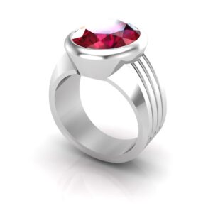 Ruby Bezel Ribbed Ring