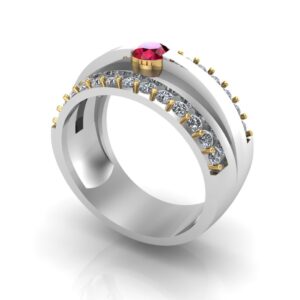 Ruby Diamond Wave Border Ring