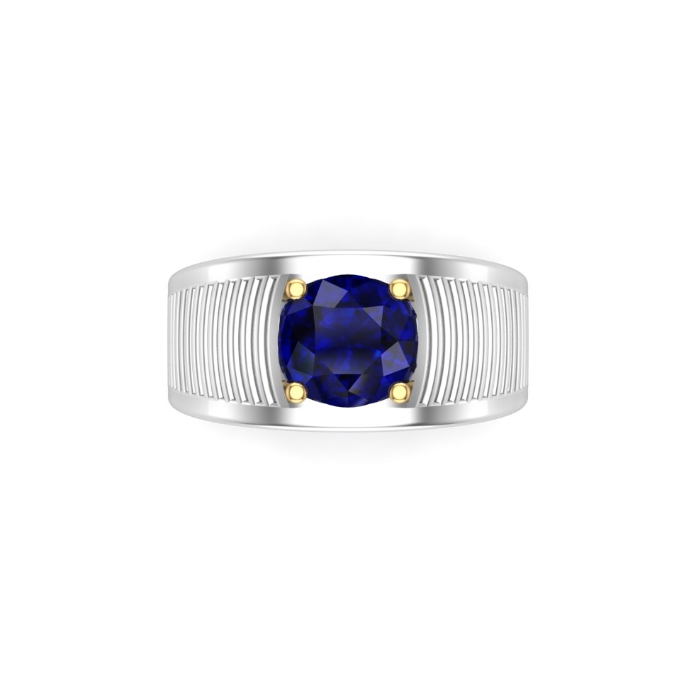 Sapphire Fluted Band Ring - Image 4