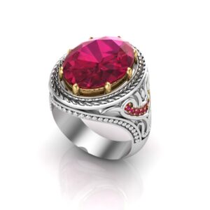 Ruby Ornate Carved Statement Ring