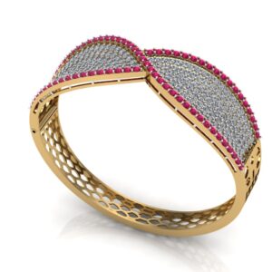 Diagonal Ruby Pavé Two-Tone Bangle