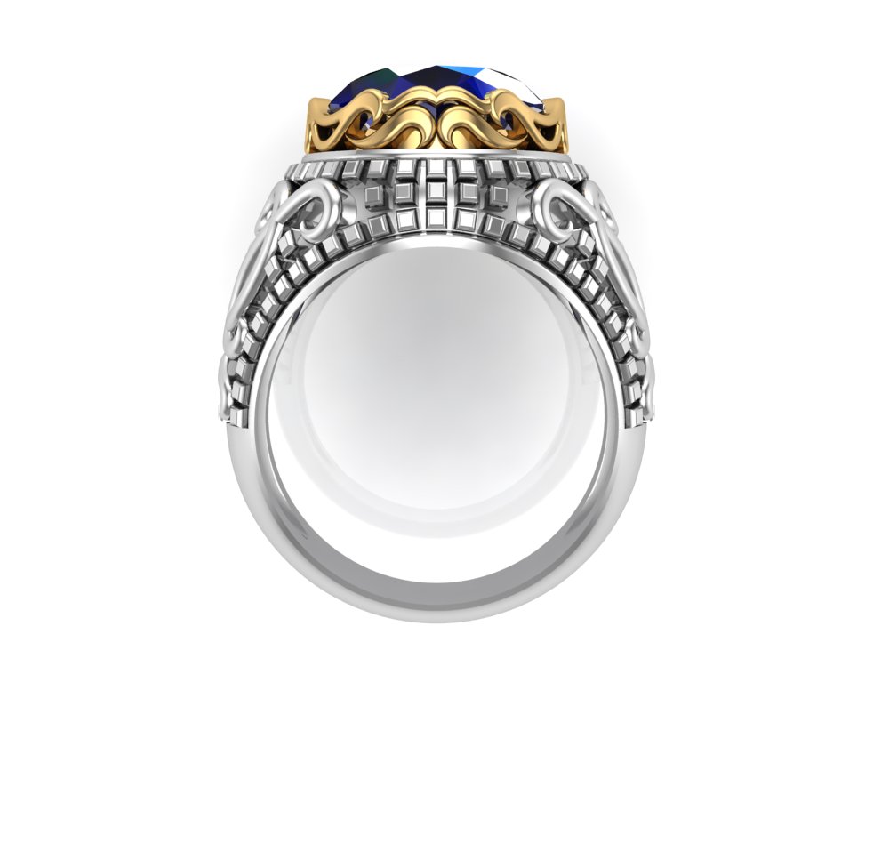 Sapphire Ornate Crown Ring - Image 2