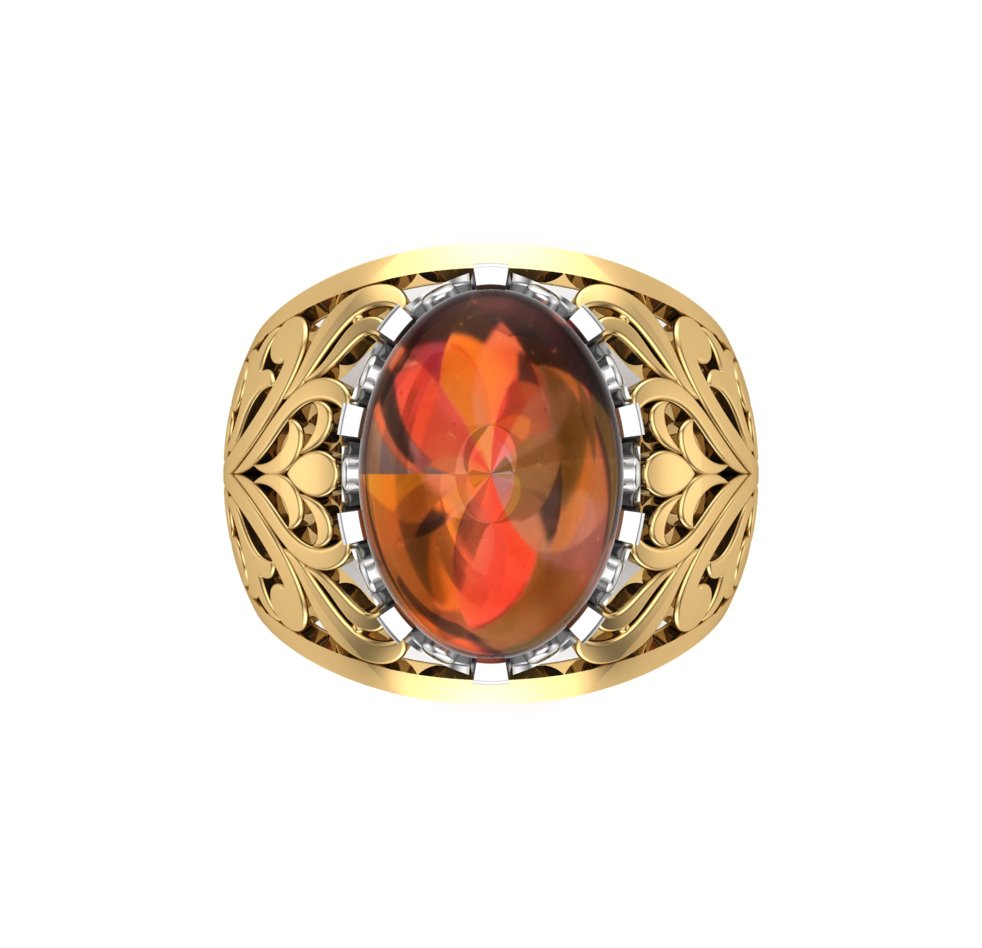 Citrine Carved Scroll Ring - Image 4