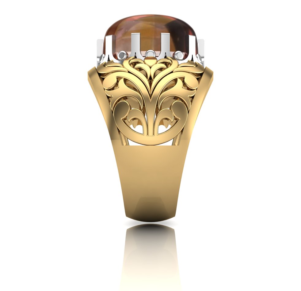 Citrine Carved Scroll Ring - Image 3