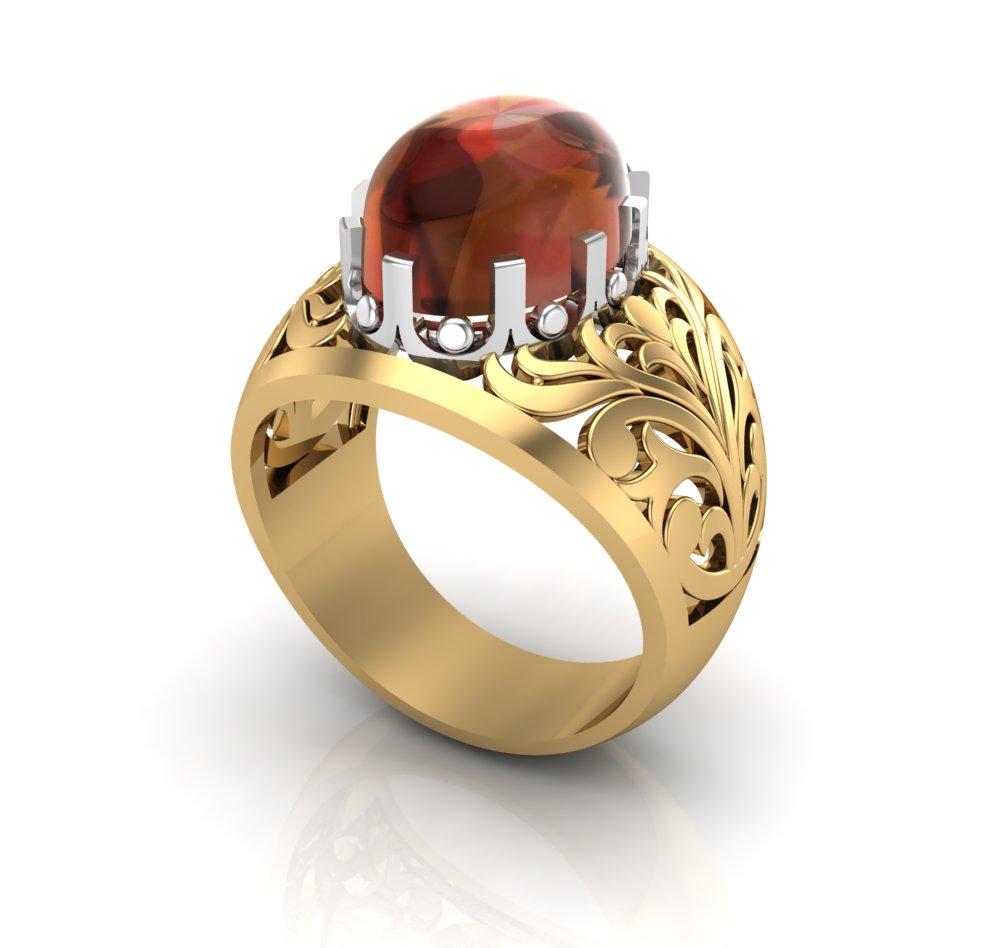 Citrine Carved Scroll Ring