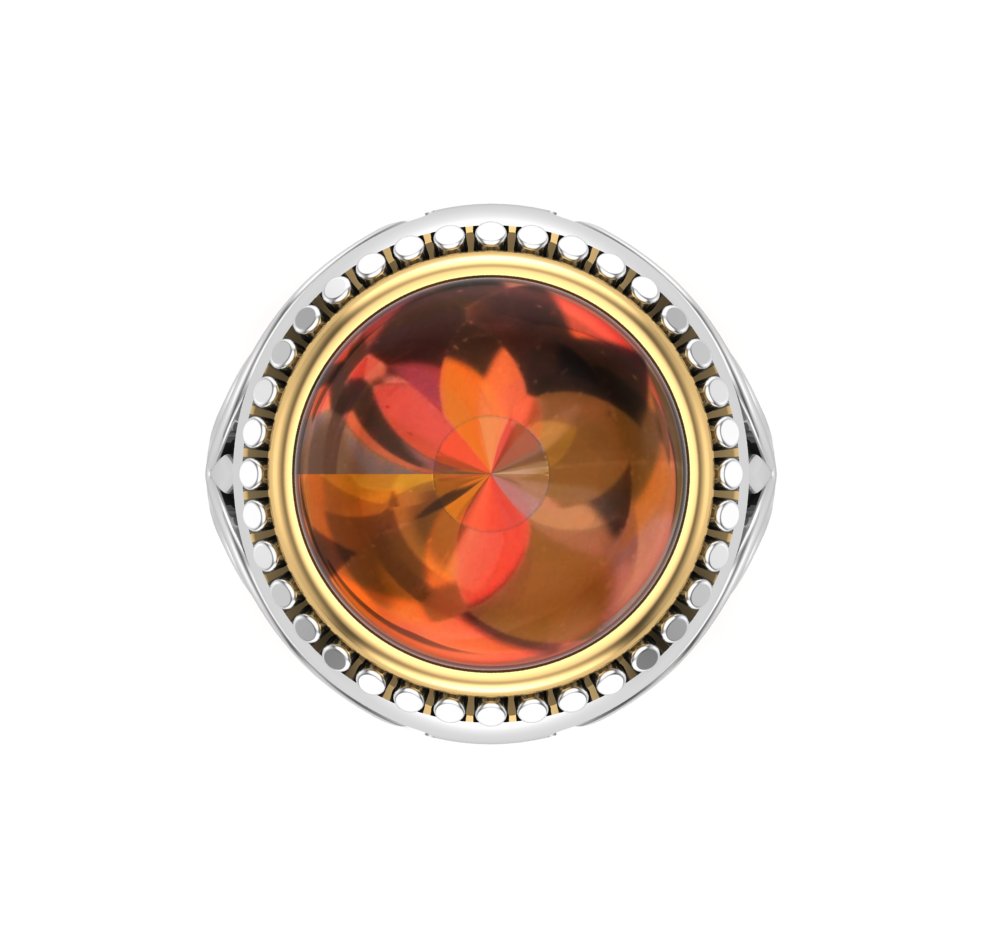 Citrine Beaded Carved Ring - Image 4