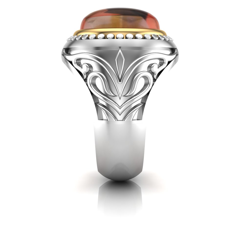 Citrine Beaded Carved Ring - Image 3