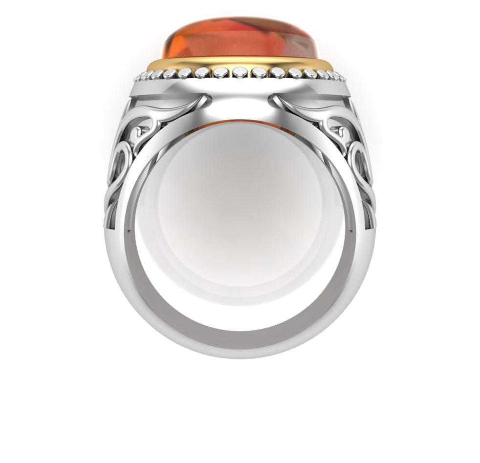 Citrine Beaded Carved Ring - Image 2