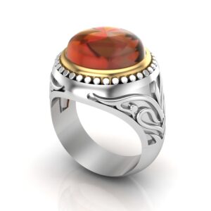 Citrine Beaded Carved Ring