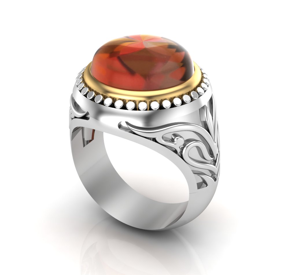 Citrine Beaded Carved Ring