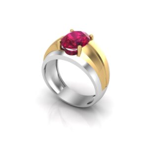 Ruby Prong-Set Two-Tone Ring