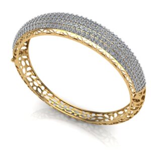 Gold Lattice Pavé Bangle
