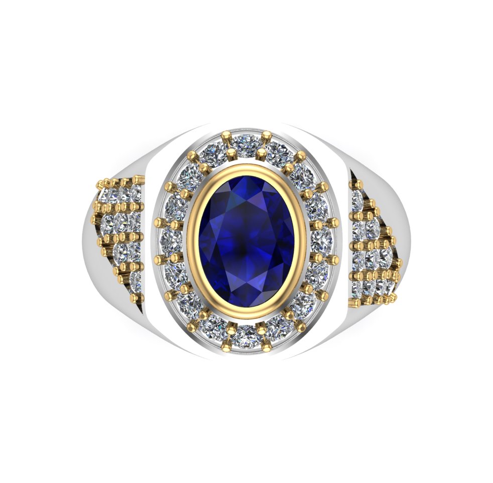 Sapphire Halo Pavé Ring - Image 3