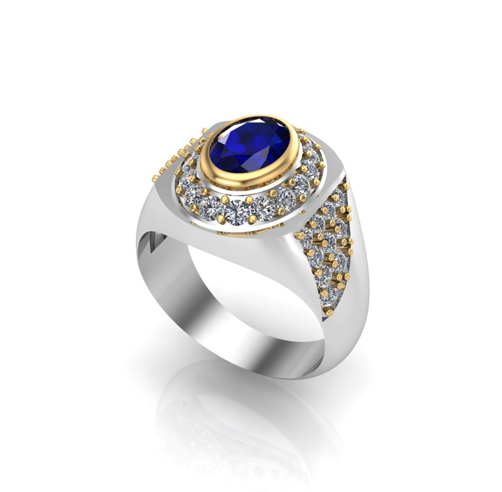 Sapphire Halo Pavé Ring