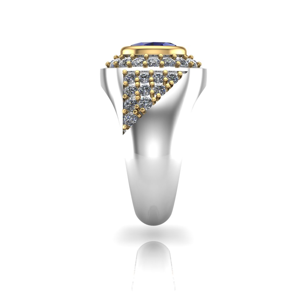 Sapphire Halo Pavé Ring - Image 2