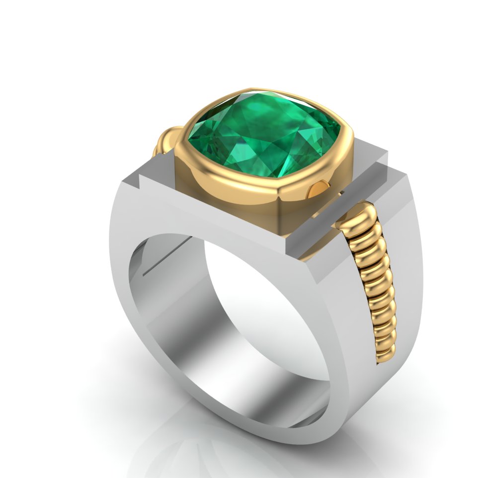 Emerald Cushion Bezel Ring