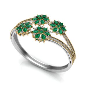 Emerald Floral Cluster Bangle