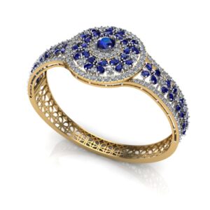 Sapphire Halo Gold Bangle