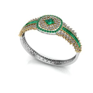 Emerald Halo Pavé Bangle