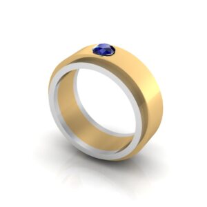 Sapphire Two-Tone Flat Band Ring