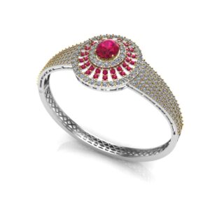 Ruby Diamond Halo Bangle