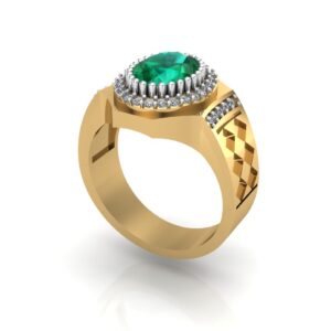 Emerald Checkered Pattern Ring
